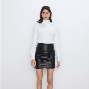 Zara Faux Fur Sweater with Heart Buttons